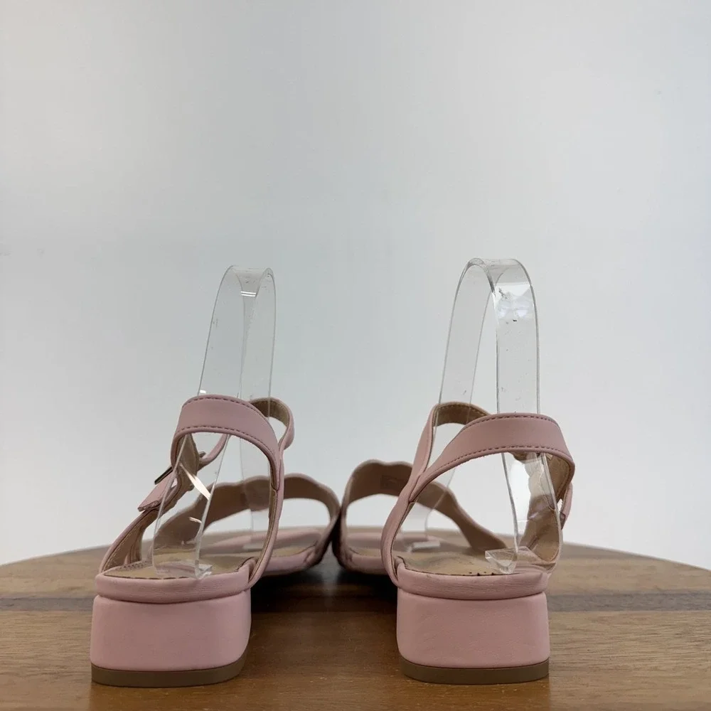 New NWOB Big‎ Kids Nordstrom Leah Faux Leather Pink Heeled Sandals Size 5 Y